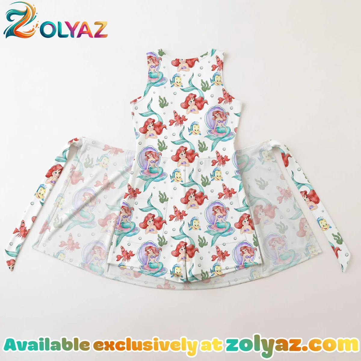 Girls Ariel Friends Athletic Dress - Tennis Dress Skirt, Family Matching Disney Princess Outfit Girls Ariel Friends Athletic Dress - Tennis Dress Skirt, Family Matching Disney Princess Outfit