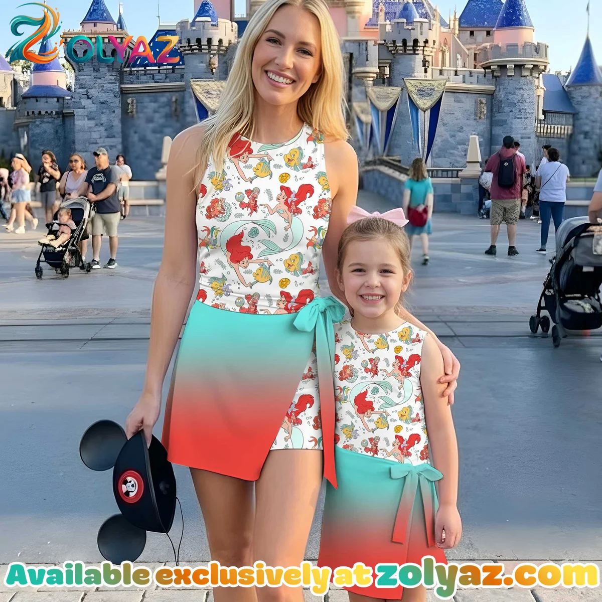 Girls Ariel Mermaid Athletic Dress - Tennis Dress Skirt, Family Matching Disney Outfit