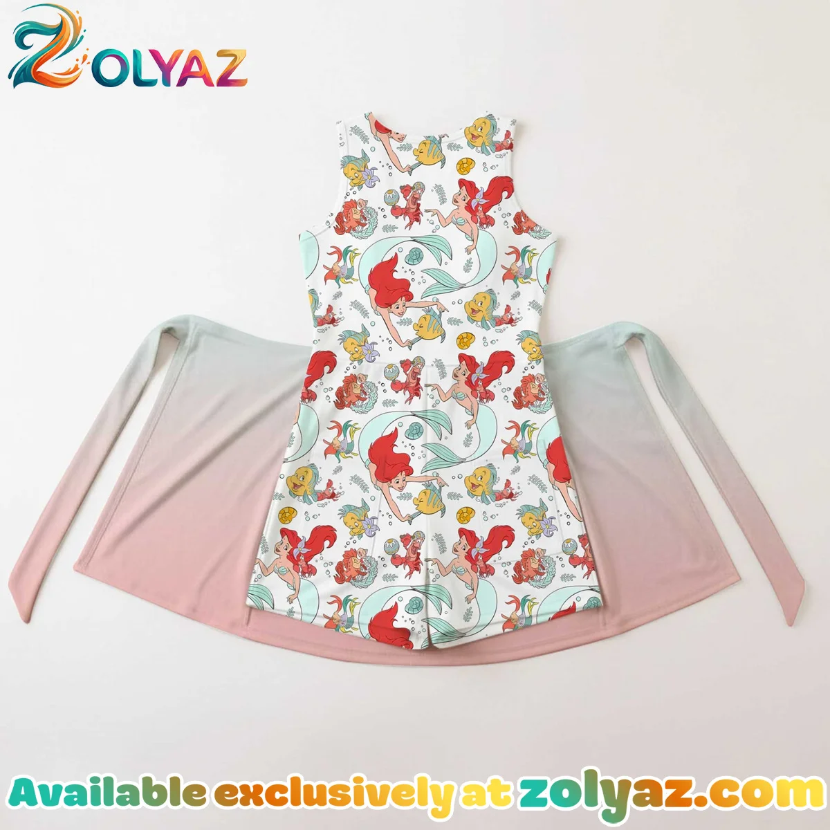 Girls Ariel Mermaid Athletic Dress - Tennis Dress Skirt, Family Matching Disney Outfit Girls Ariel Mermaid Athletic Dress - Tennis Dress Skirt, Family Matching Disney Outfit
