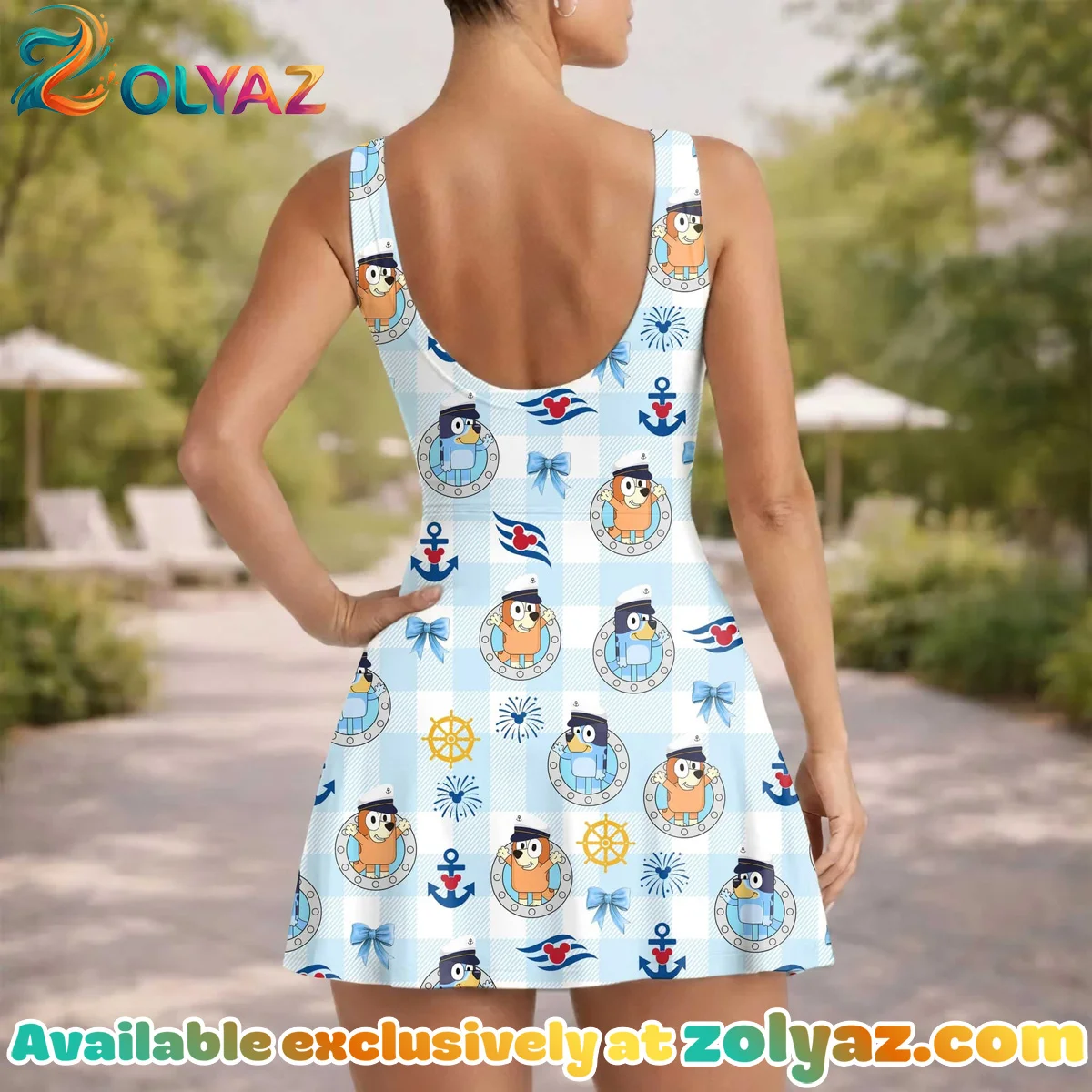 Girls Bluey Bingo Nautical Athletic Dress - Tennis Dress Skirt, Family Matching Vacation Outfit Girls Bluey Bingo Nautical Athletic Dress - Tennis Dress Skirt, Family Matching Vacation Outfit