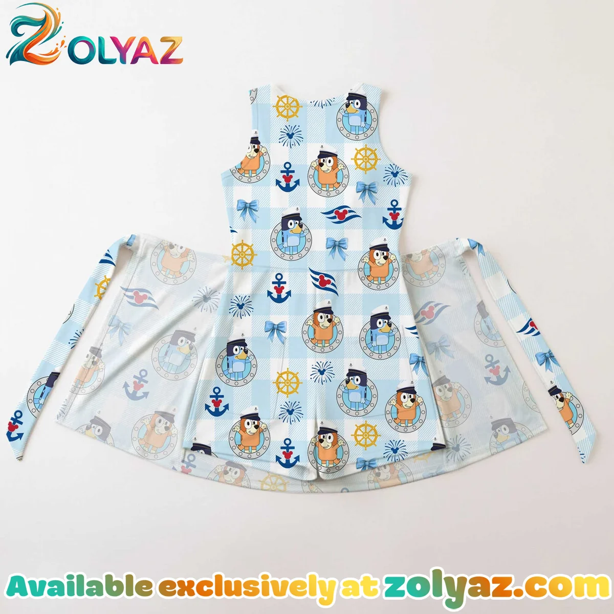 Girls Bluey Bingo Nautical Athletic Dress - Tennis Dress Skirt, Family Matching Vacation Outfit Girls Bluey Bingo Nautical Athletic Dress - Tennis Dress Skirt, Family Matching Vacation Outfit