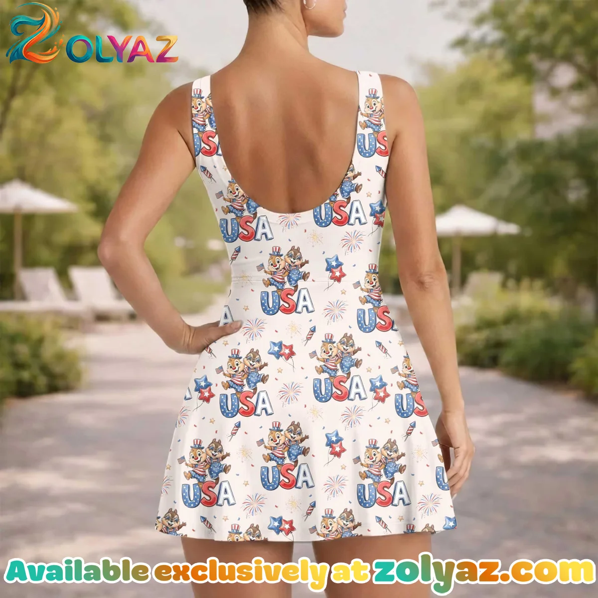Girls Chip Dale 4th of July Patriotic Athletic Dress - Tennis Dress Skirt, Family Matching Independence Day Outfit Girls Chip Dale 4th of July Patriotic Athletic Dress - Tennis Dress Skirt, Family Matching Independence Day Outfit