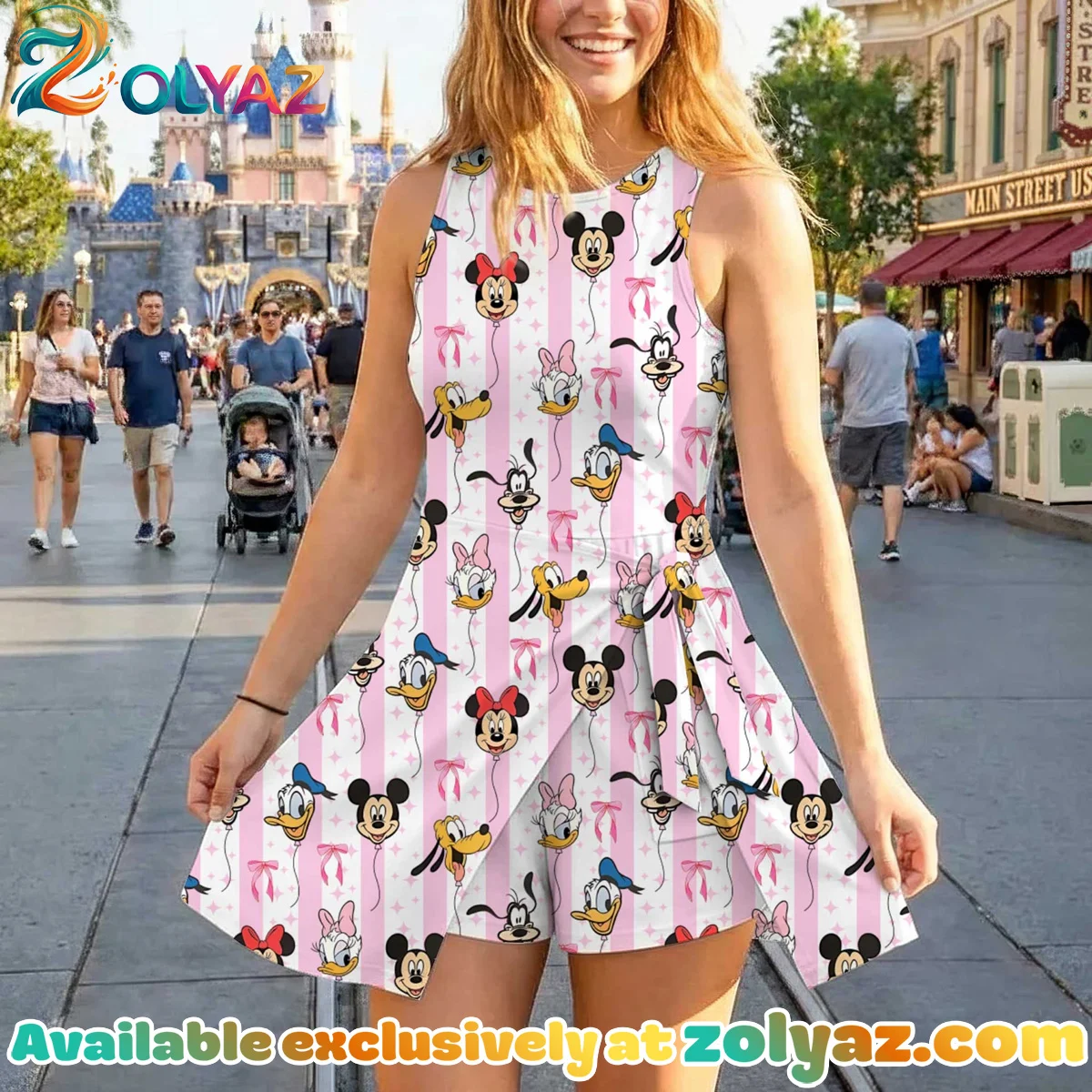 Girls Coquette Mickey Balloons Athletic Dress - Tennis Dress Skirt, Family Matching Disney Outfit Girls Coquette Mickey Balloons Athletic Dress - Tennis Dress Skirt, Family Matching Disney Outfit