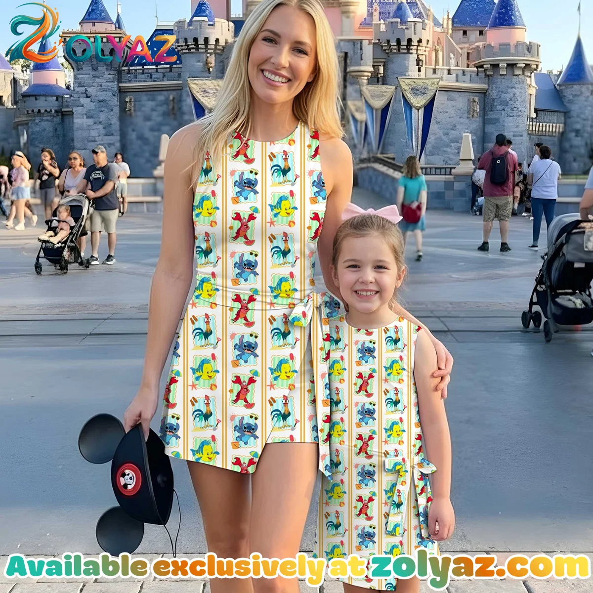 Girls Disney Ariel The Little Mermaid Stripe Athletic Dress - Tennis Dress Skirt, Family Matching Outfit