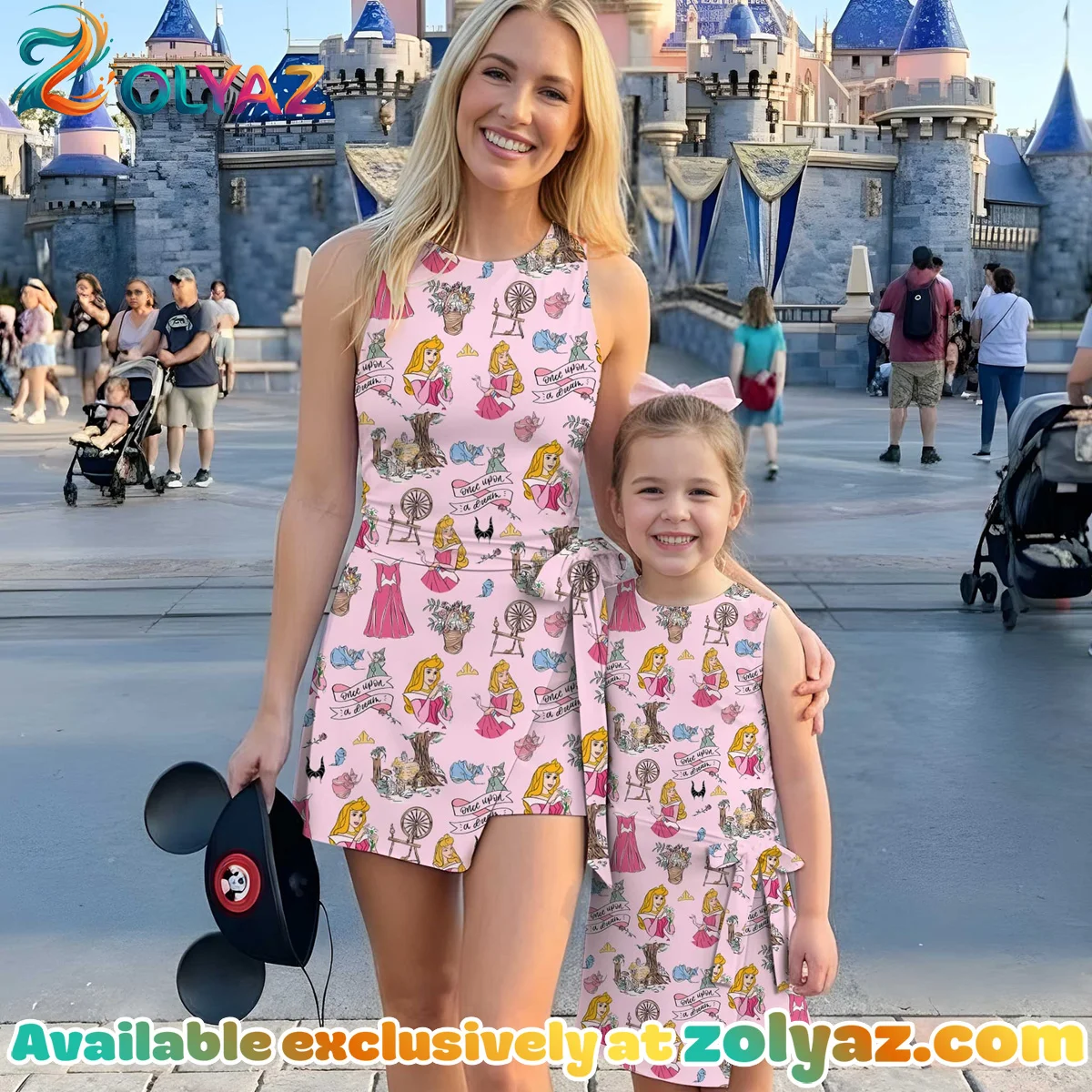 Girls Disney Aurora Sleeping Beauty Pink Princess Athletic Dress - Tennis Dress Skirt, Family Matching Outfit