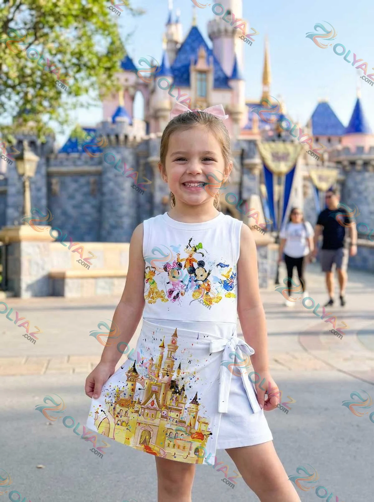 Girls Disney Characters Castle Athletic Dress - Tennis Dress Skirt, Family Matching Outfit Girls Disney Characters Castle Athletic Dress - Tennis Dress Skirt, Family Matching Outfit