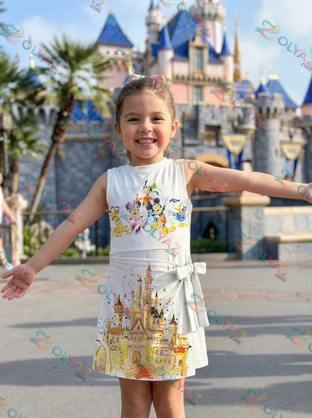 Girls Disney Characters Castle Athletic Dress - Tennis Dress Skirt, Family Matching Outfit Girls Disney Characters Castle Athletic Dress - Tennis Dress Skirt, Family Matching Outfit