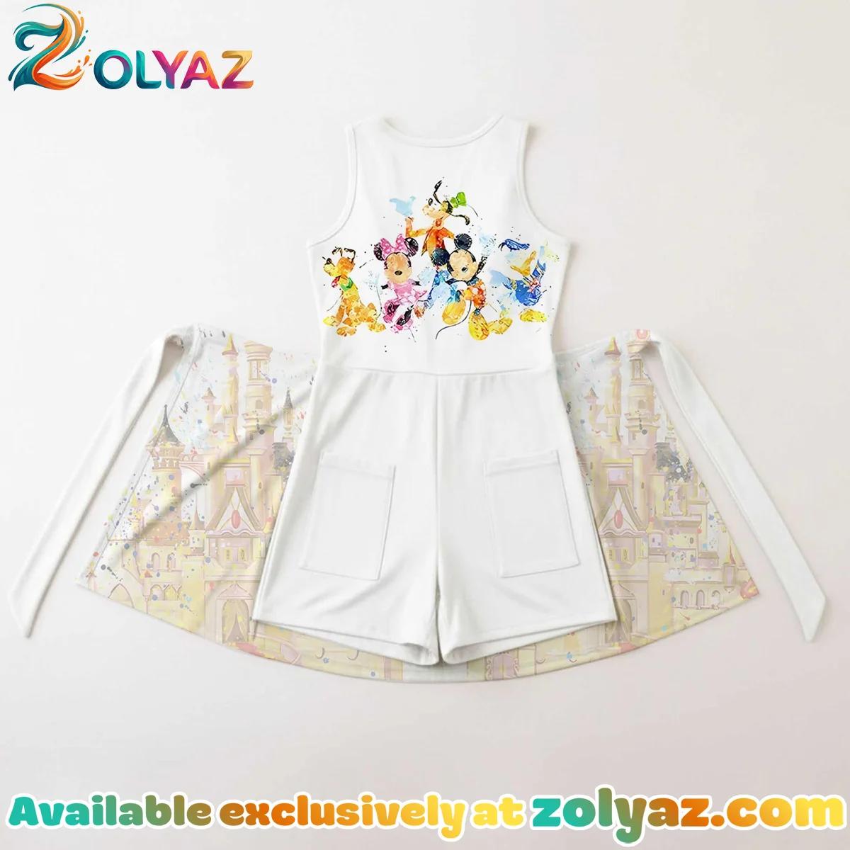 Girls Disney Characters Castle Athletic Dress - Tennis Dress Skirt, Family Matching Outfit Girls Disney Characters Castle Athletic Dress - Tennis Dress Skirt, Family Matching Outfit