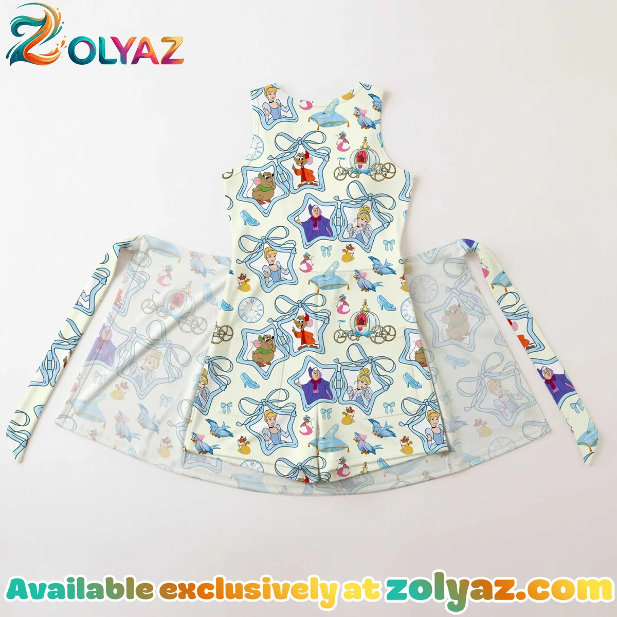 Girls Disney Cinderella Blue Bow Athletic Dress - Tennis Dress Skirt, Family Matching Outfit Girls Disney Cinderella Blue Bow Athletic Dress - Tennis Dress Skirt, Family Matching Outfit