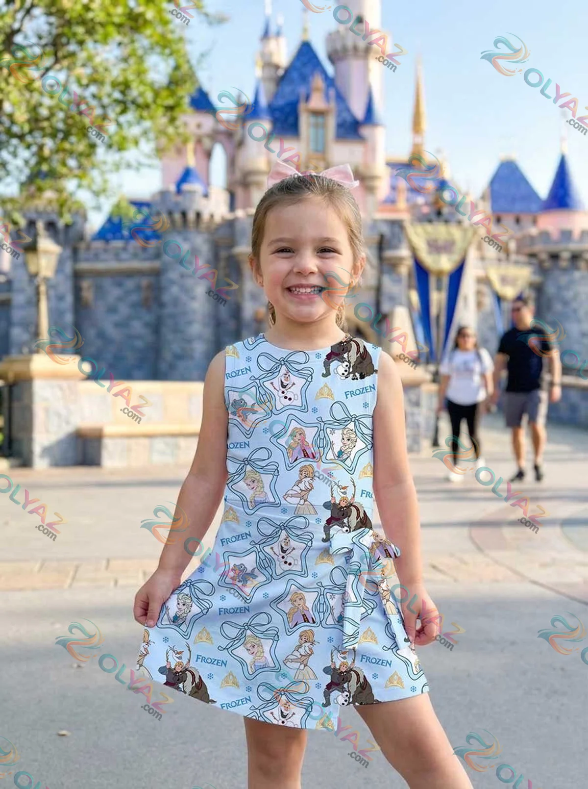 Girls Disney Elsa and Friends Blue Bow Athletic Dress - Tennis Dress Skirt, Family Matching Outfit Girls Disney Elsa and Friends Blue Bow Athletic Dress - Tennis Dress Skirt, Family Matching Outfit