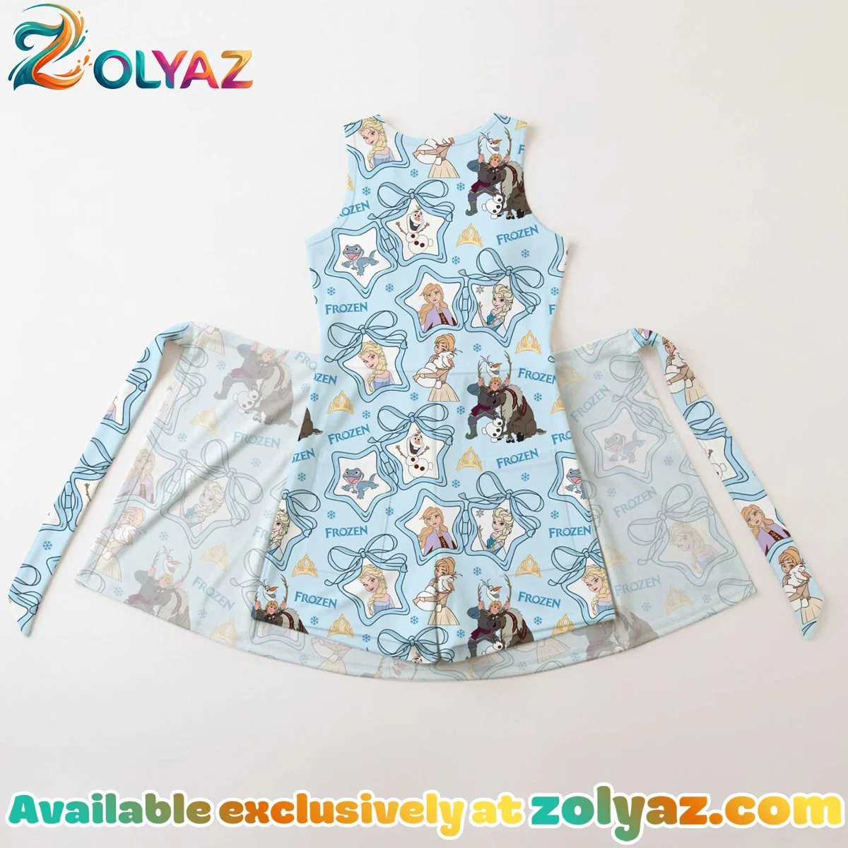 Girls Disney Elsa and Friends Blue Bow Athletic Dress - Tennis Dress Skirt, Family Matching Outfit Girls Disney Elsa and Friends Blue Bow Athletic Dress - Tennis Dress Skirt, Family Matching Outfit