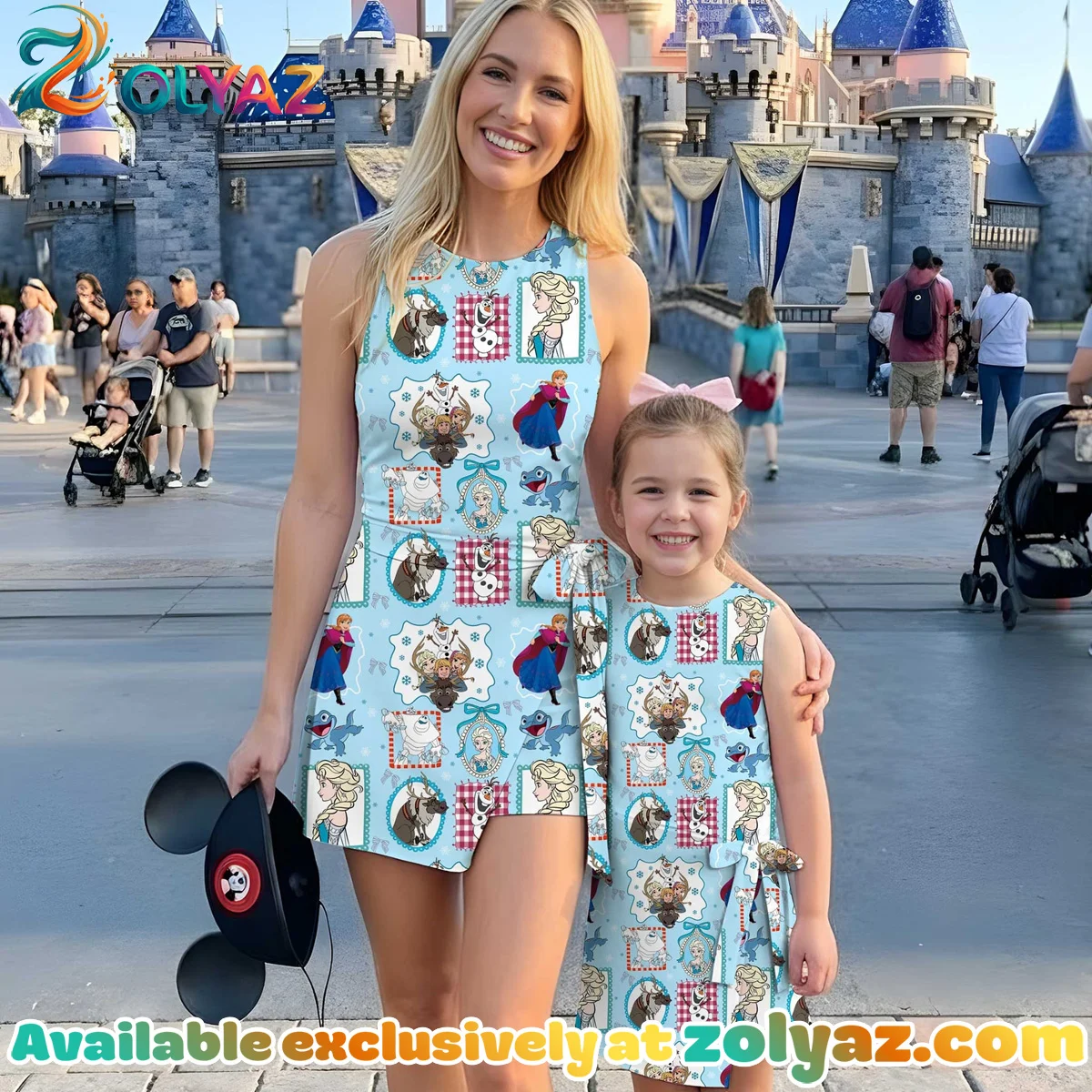 Girls Disney Elsa Frozen Blue Princess Athletic Dress - Tennis Dress Skirt, Family Matching Outfit