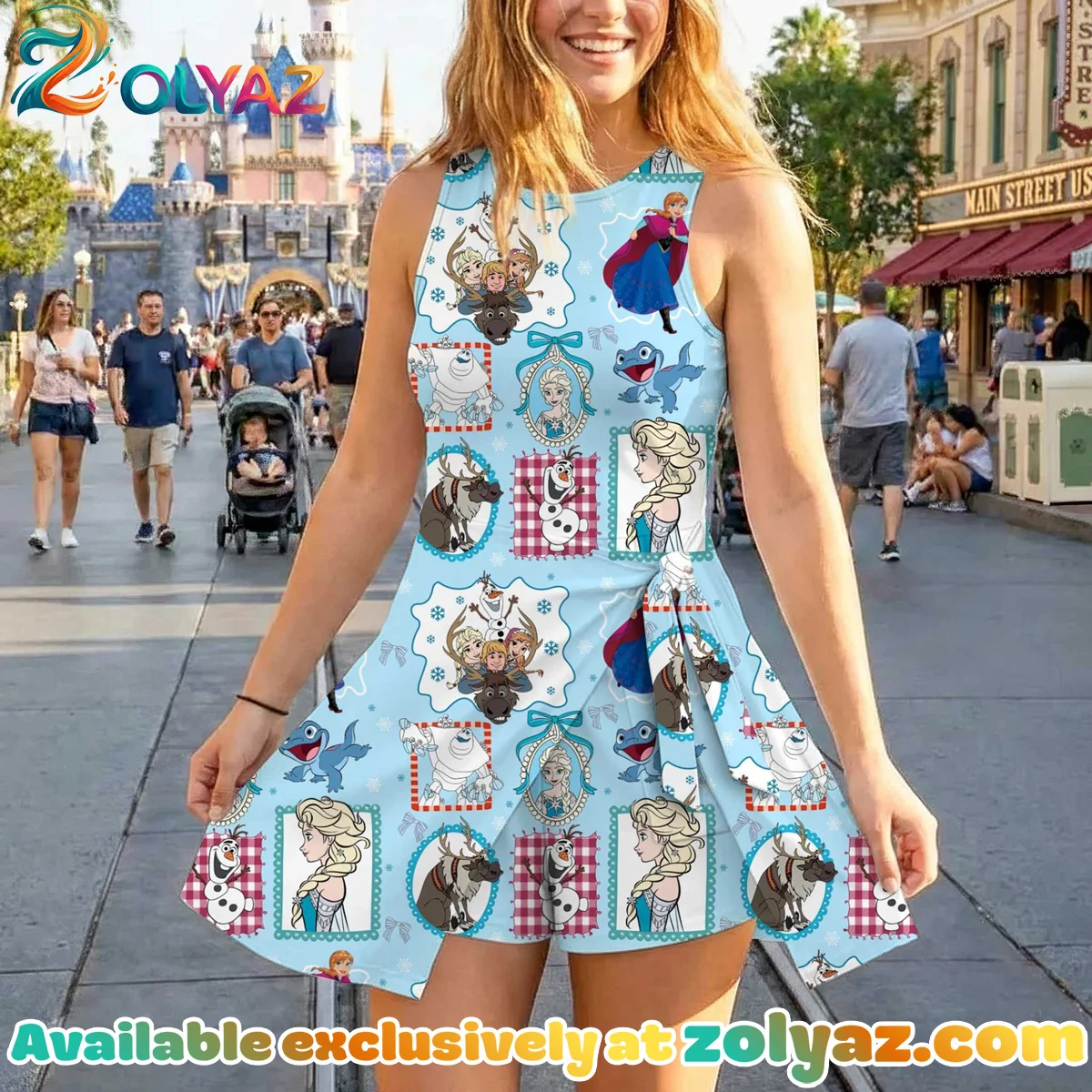 Girls Disney Elsa Frozen Blue Princess Athletic Dress - Tennis Dress Skirt, Family Matching Outfit Girls Disney Elsa Frozen Blue Princess Athletic Dress - Tennis Dress Skirt, Family Matching Outfit