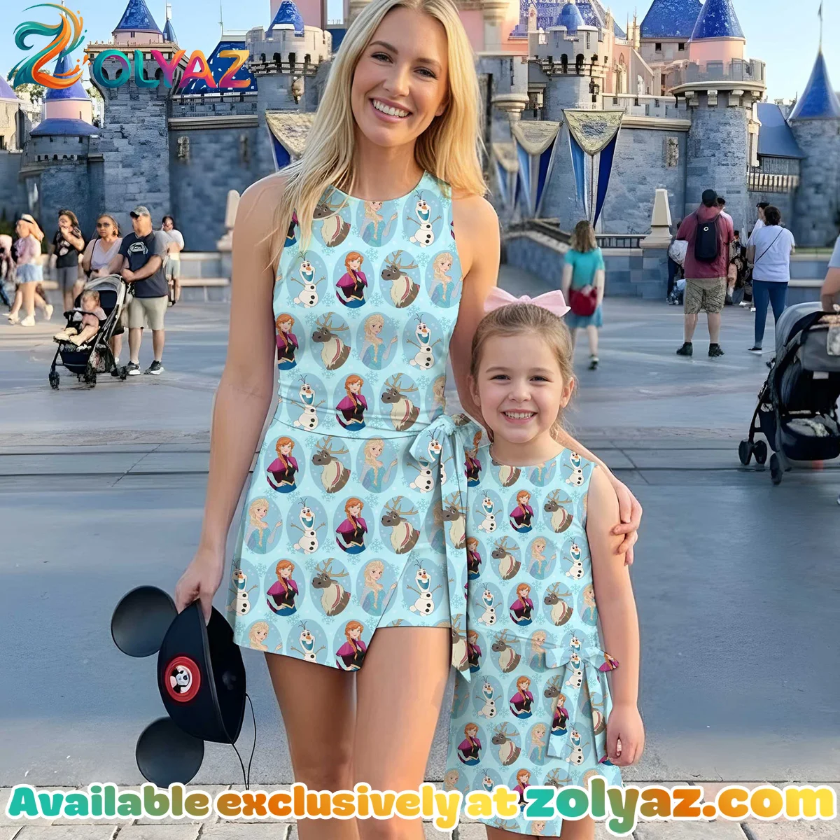Girls Disney Frozen Characters Blue Athletic Dress - Tennis Dress Skirt, Family Matching Outfit