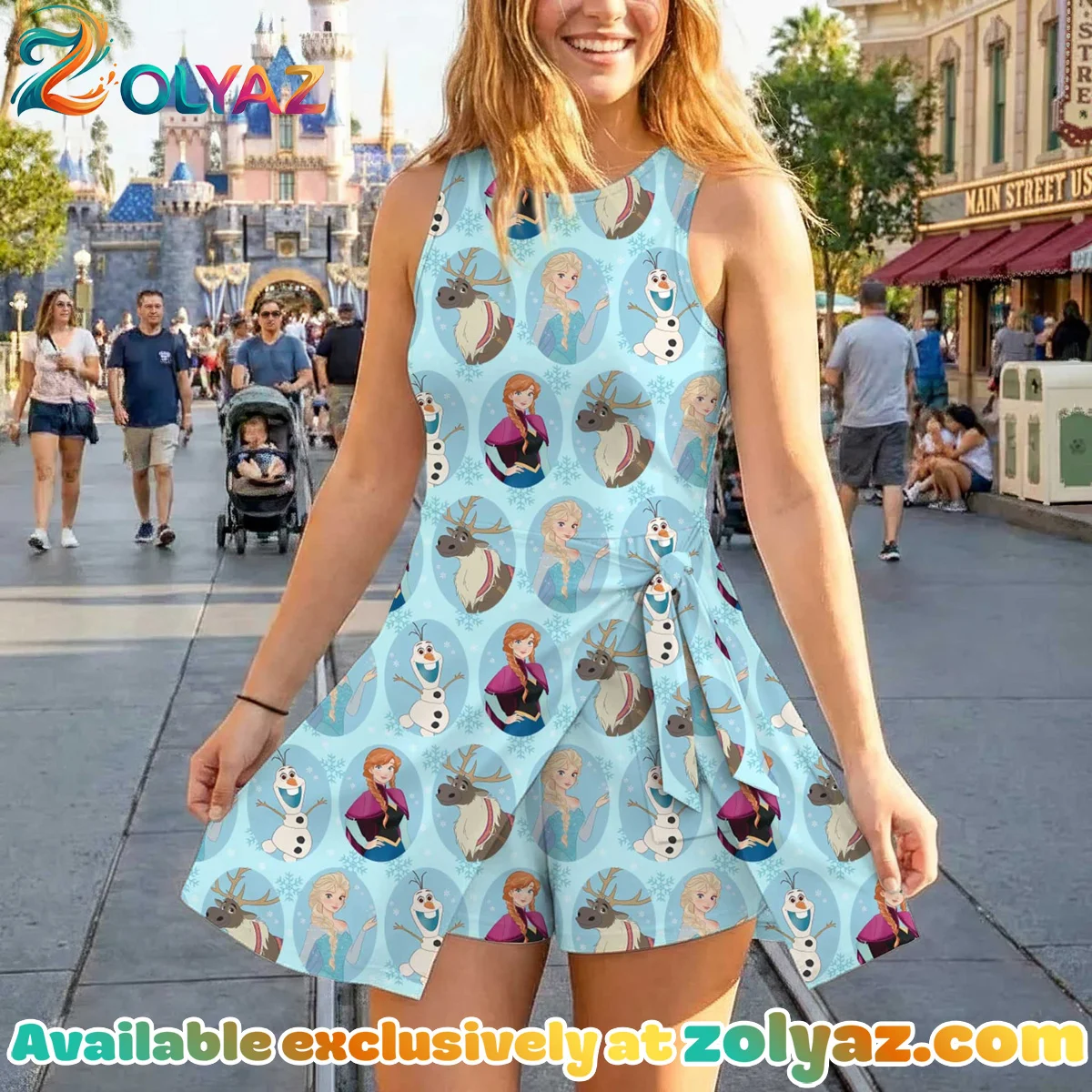 Girls Disney Frozen Characters Blue Athletic Dress - Tennis Dress Skirt, Family Matching Outfit Girls Disney Frozen Characters Blue Athletic Dress - Tennis Dress Skirt, Family Matching Outfit