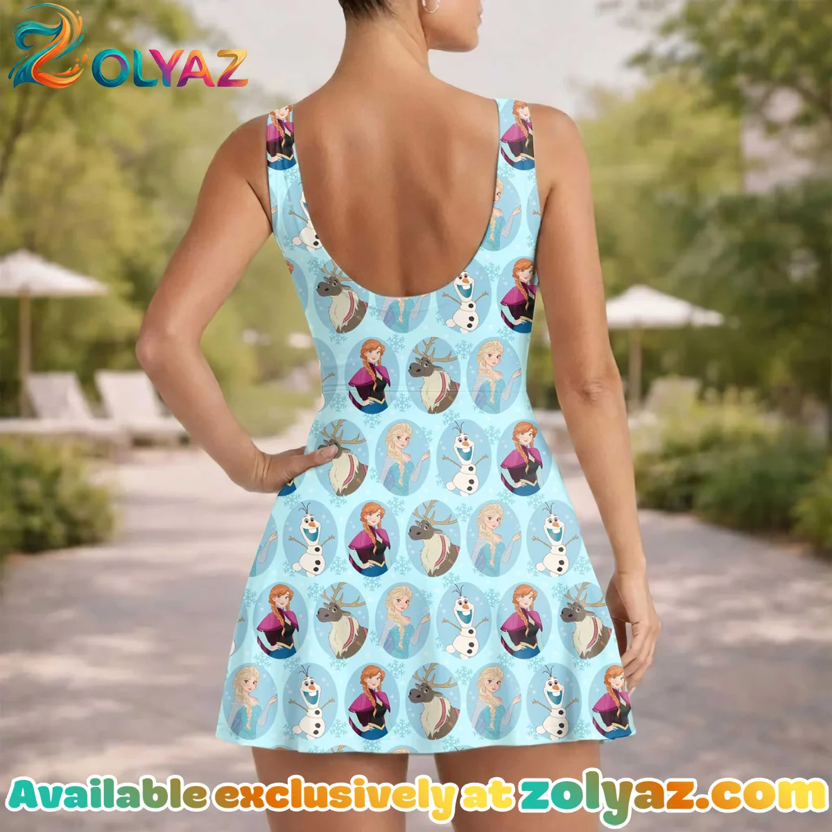 Girls Disney Frozen Characters Blue Athletic Dress - Tennis Dress Skirt, Family Matching Outfit Girls Disney Frozen Characters Blue Athletic Dress - Tennis Dress Skirt, Family Matching Outfit