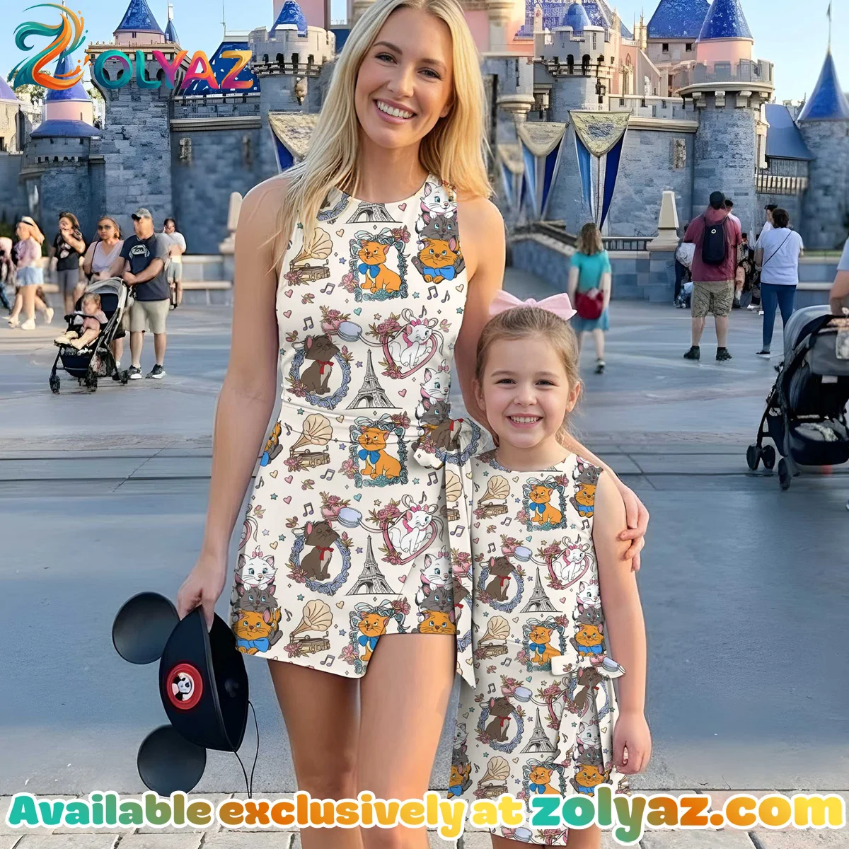 Girls Disney Marie Aristocats Eiffel Tower Athletic Dress - Tennis Dress Skirt, Family Matching Outfit