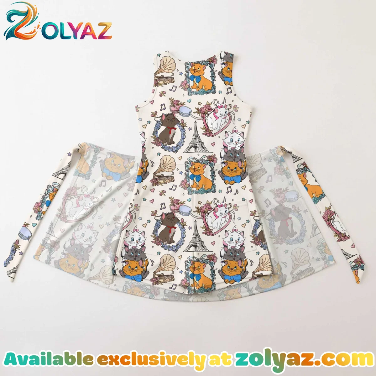 Girls Disney Marie Aristocats Eiffel Tower Athletic Dress - Tennis Dress Skirt, Family Matching Outfit Girls Disney Marie Aristocats Eiffel Tower Athletic Dress - Tennis Dress Skirt, Family Matching Outfit