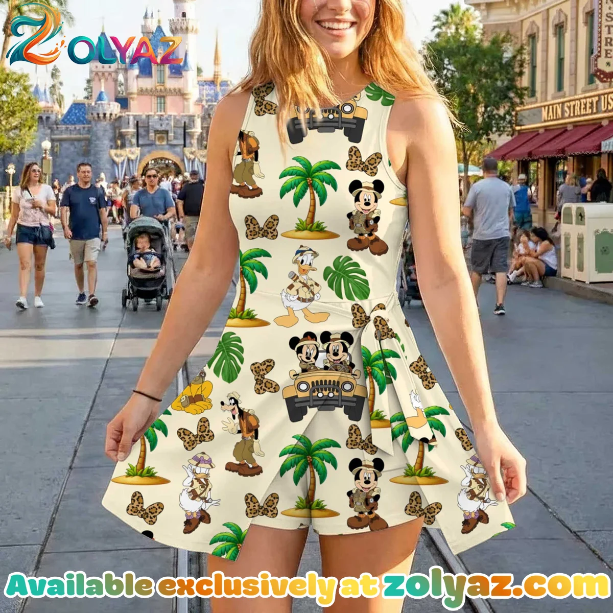 Girls Disney Mickey And Friends Adventure Palm Tree Athletic Dress - Tennis Dress Skirt, Family Matching Outfit Girls Disney Mickey And Friends Adventure Palm Tree Athletic Dress - Tennis Dress Skirt, Family Matching Outfit