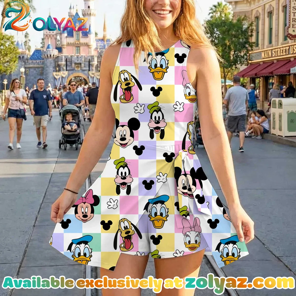 Girls Disney Mickey and Friends Multicolor Plaid Athletic Dress - Tennis Dress Skirt, Family Matching Outfit Girls Disney Mickey and Friends Multicolor Plaid Athletic Dress - Tennis Dress Skirt, Family Matching Outfit