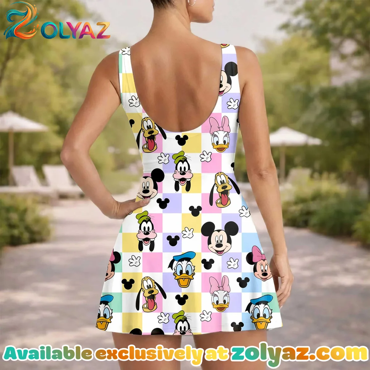 Girls Disney Mickey and Friends Multicolor Plaid Athletic Dress - Tennis Dress Skirt, Family Matching Outfit Girls Disney Mickey and Friends Multicolor Plaid Athletic Dress - Tennis Dress Skirt, Family Matching Outfit