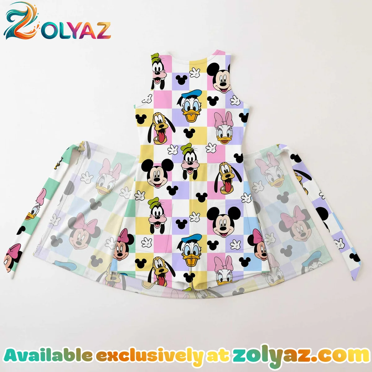 Girls Disney Mickey and Friends Multicolor Plaid Athletic Dress - Tennis Dress Skirt, Family Matching Outfit Girls Disney Mickey and Friends Multicolor Plaid Athletic Dress - Tennis Dress Skirt, Family Matching Outfit