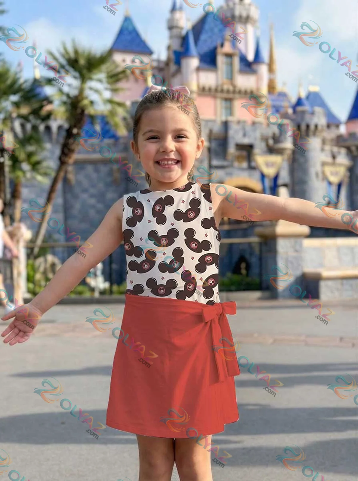 Girls Disney Mickey Mouse Ears Hat Red White Athletic Dress - Tennis Dress Skirt, Family Matching Outfit Girls Disney Mickey Mouse Ears Hat Red White Athletic Dress - Tennis Dress Skirt, Family Matching Outfit