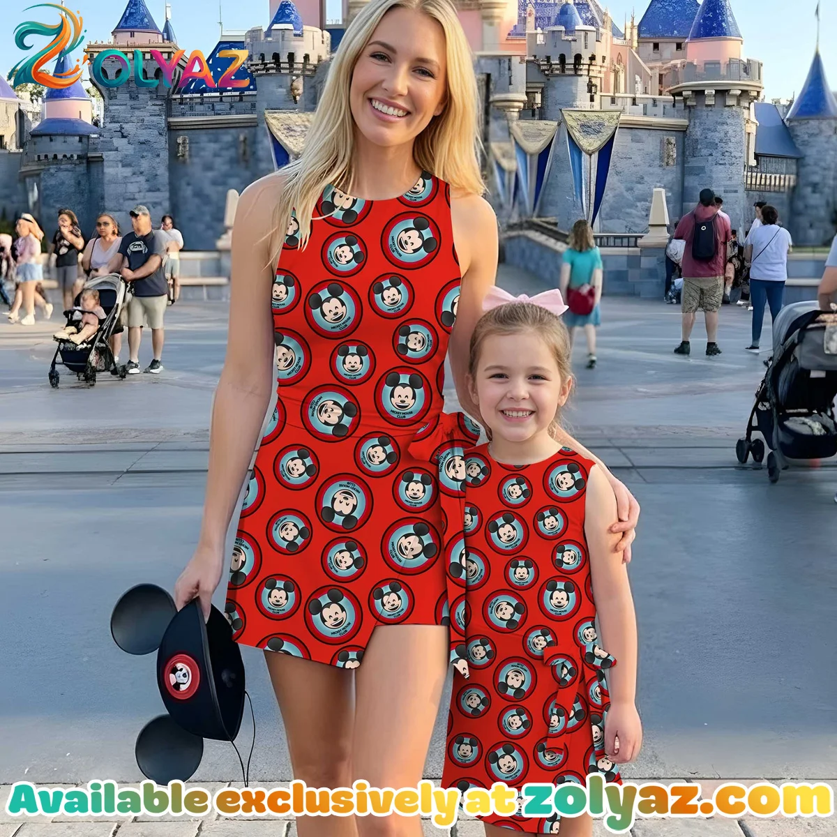 Girls Disney Mickey Mouse Red Circle Athletic Dress - Tennis Dress Skirt, Family Matching Outfit