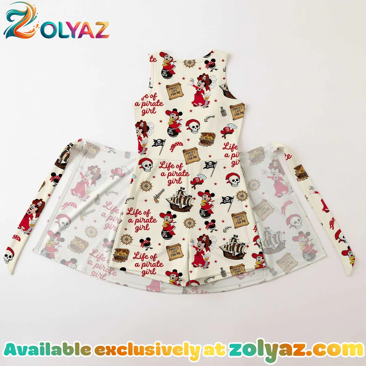 Girls Disney Mickey Pirate Treasure Map Athletic Dress - Tennis Dress Skirt, Family Matching Outfit Girls Disney Mickey Pirate Treasure Map Athletic Dress - Tennis Dress Skirt, Family Matching Outfit