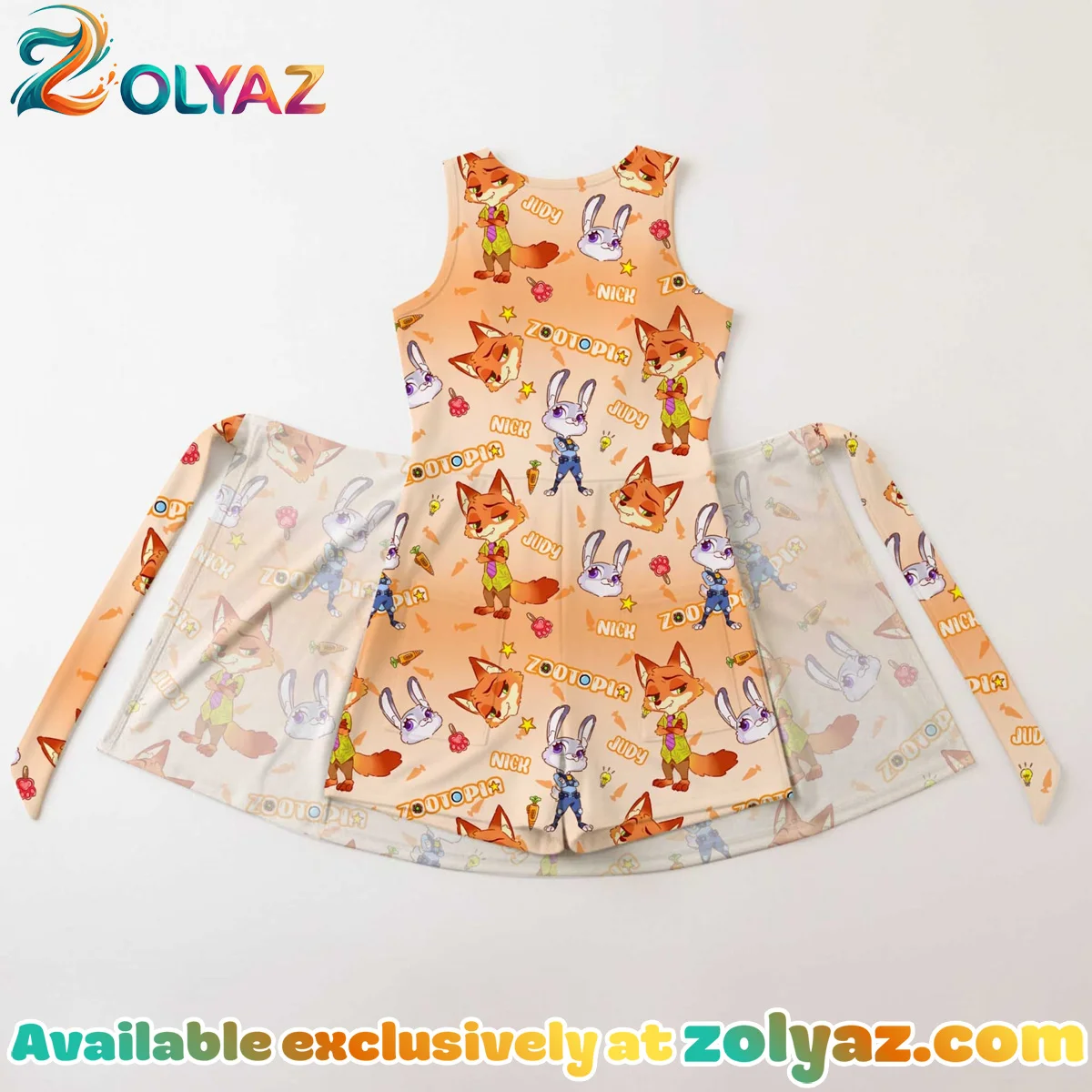 Girls Disney Nick Wilde and Judy Hopps Orange Athletic Dress - Tennis Dress Skirt, Family Matching Outfit Girls Disney Nick Wilde and Judy Hopps Orange Athletic Dress - Tennis Dress Skirt, Family Matching Outfit