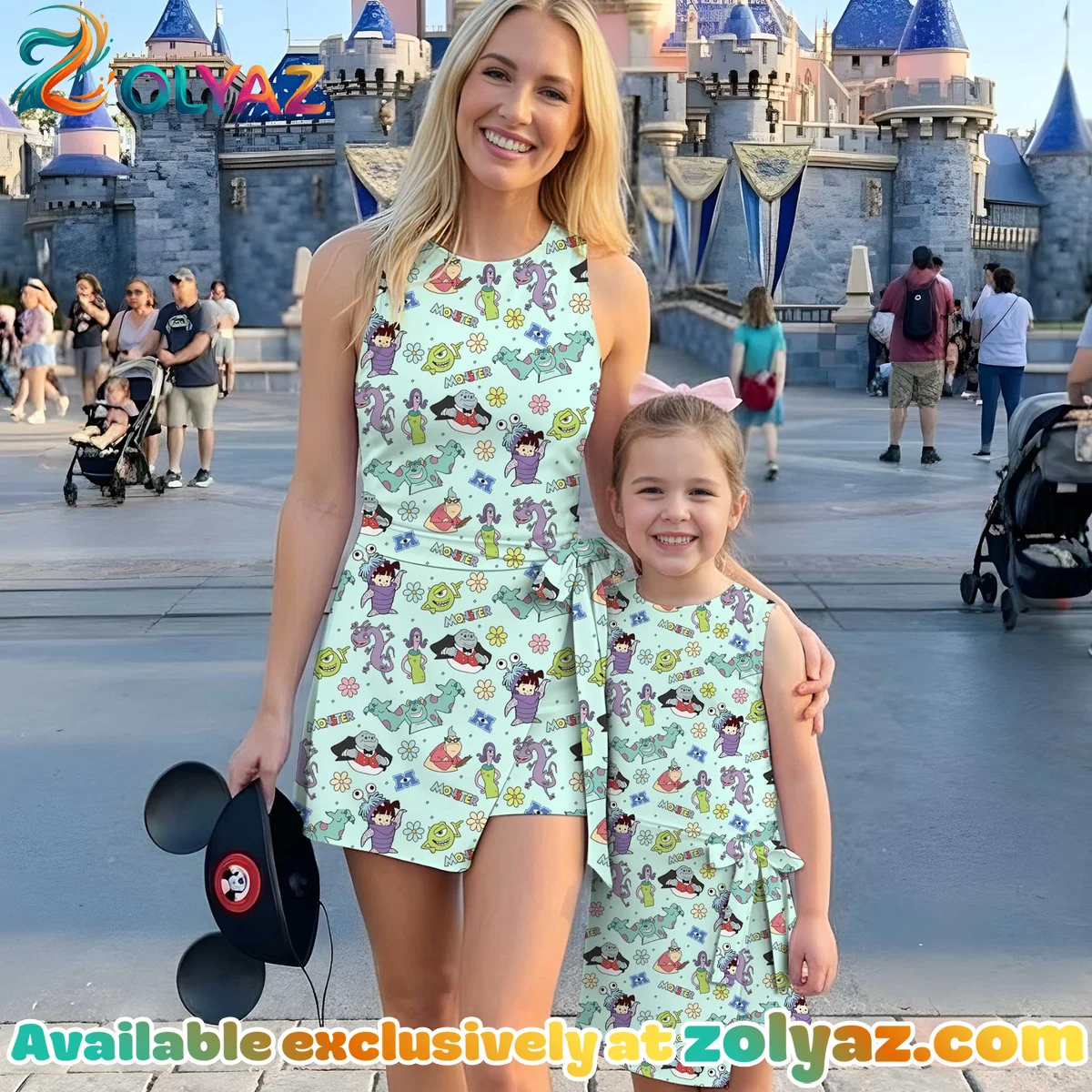 Girls Disney Pixar Monsters Inc Pastel Character Athletic Dress - Tennis Dress Skirt, Family Matching Outfit