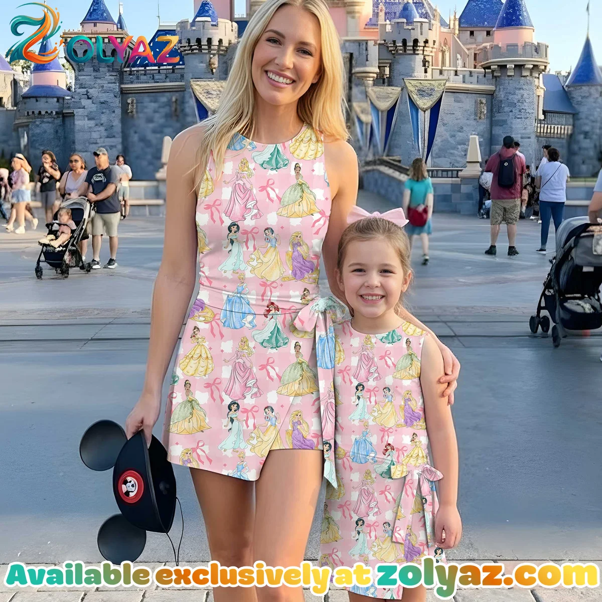 Girls Disney Princess Bow Athletic Dress - Tennis Dress Skirt, Family Matching Disney Outfit
