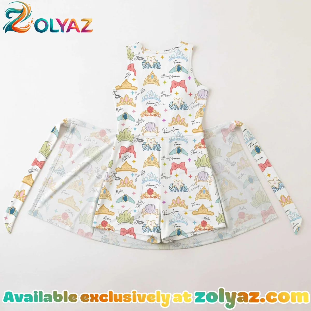 Girls Disney Princess Crown Athletic Dress - Tennis Dress Skirt, Family Matching Outfit Girls Disney Princess Crown Athletic Dress - Tennis Dress Skirt, Family Matching Outfit