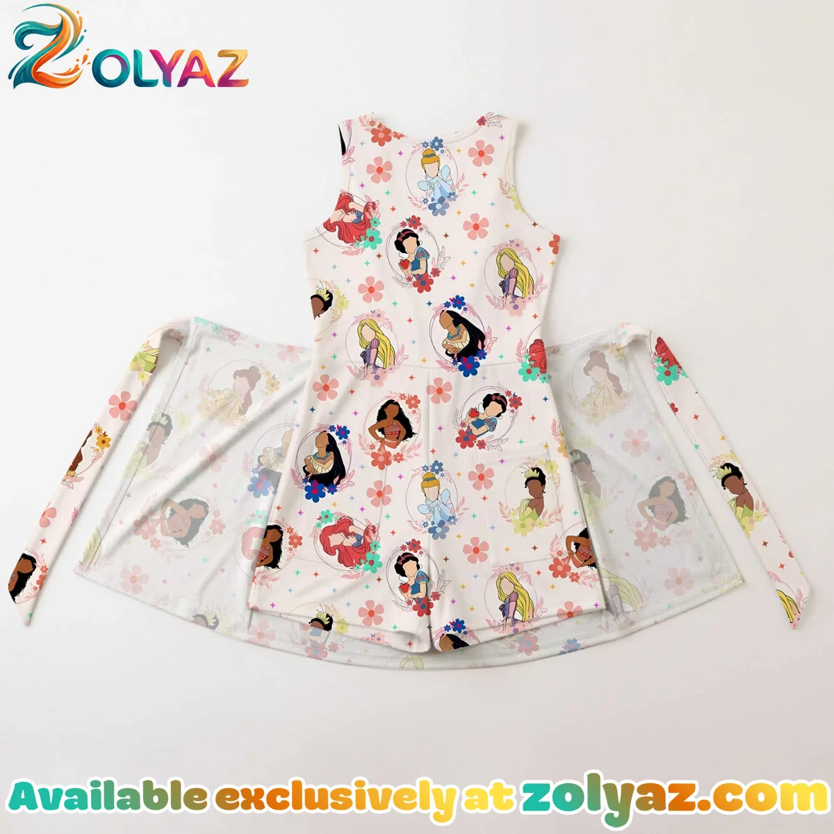 Girls Disney Princess Floral Athletic Dress - Tennis Dress Skirt, Family Matching Outfit Girls Disney Princess Floral Athletic Dress - Tennis Dress Skirt, Family Matching Outfit
