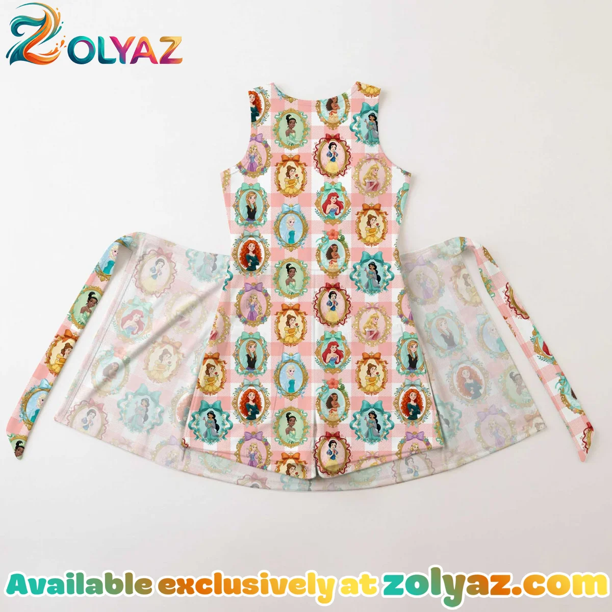 Girls Disney Princess Mirror Pink Gingham Athletic Dress - Tennis Dress Skirt, Family Matching Outfit Girls Disney Princess Mirror Pink Gingham Athletic Dress - Tennis Dress Skirt, Family Matching Outfit