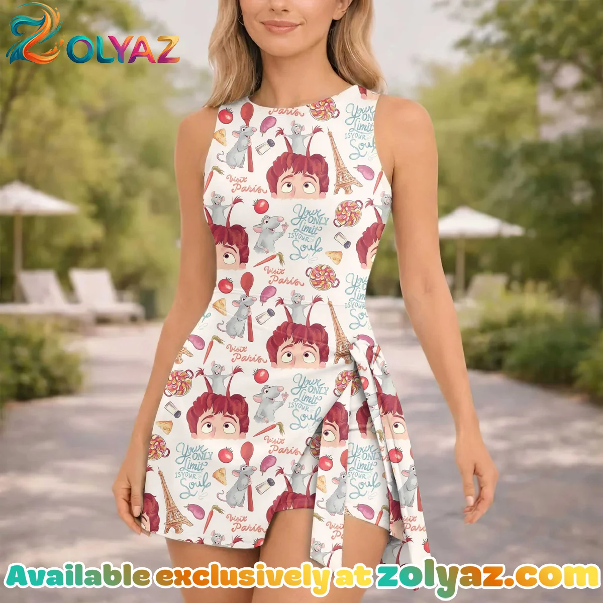 Girls Disney Ratatouille Paris Athletic Dress - Tennis Dress Skirt, Family Matching Outfit Girls Disney Ratatouille Paris Athletic Dress - Tennis Dress Skirt, Family Matching Outfit