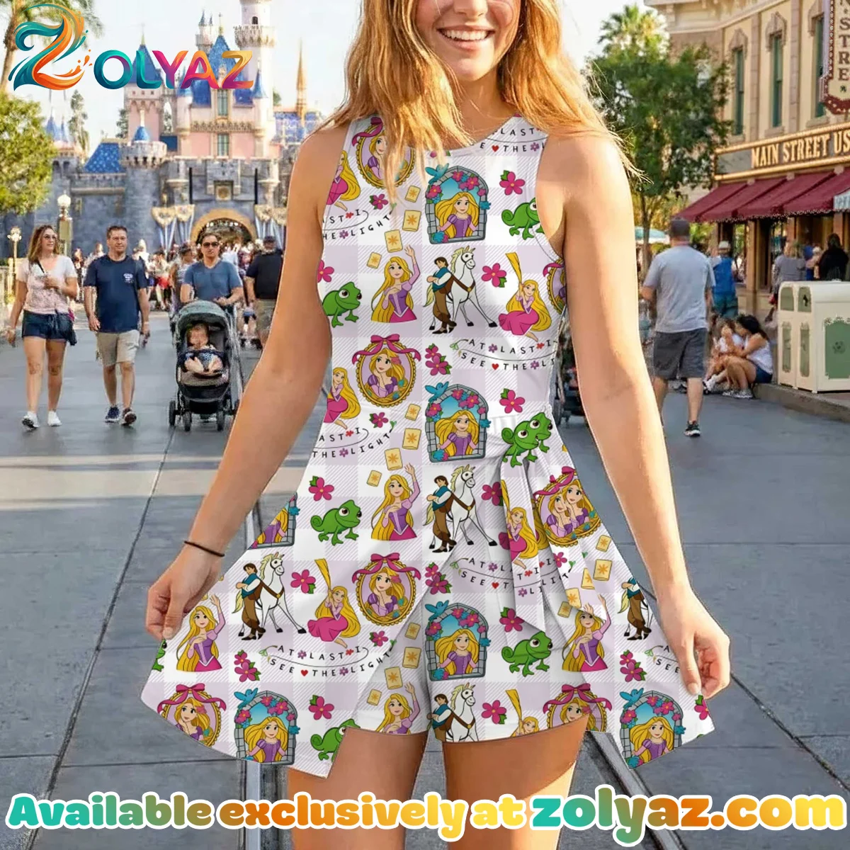 Girls Disney Tangled Pink Checkered Athletic Dress - Tennis Dress Skirt, Family Matching Outfit Girls Disney Tangled Pink Checkered Athletic Dress - Tennis Dress Skirt, Family Matching Outfit