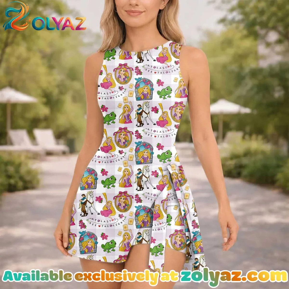 Girls Disney Tangled Pink Checkered Athletic Dress - Tennis Dress Skirt, Family Matching Outfit Girls Disney Tangled Pink Checkered Athletic Dress - Tennis Dress Skirt, Family Matching Outfit