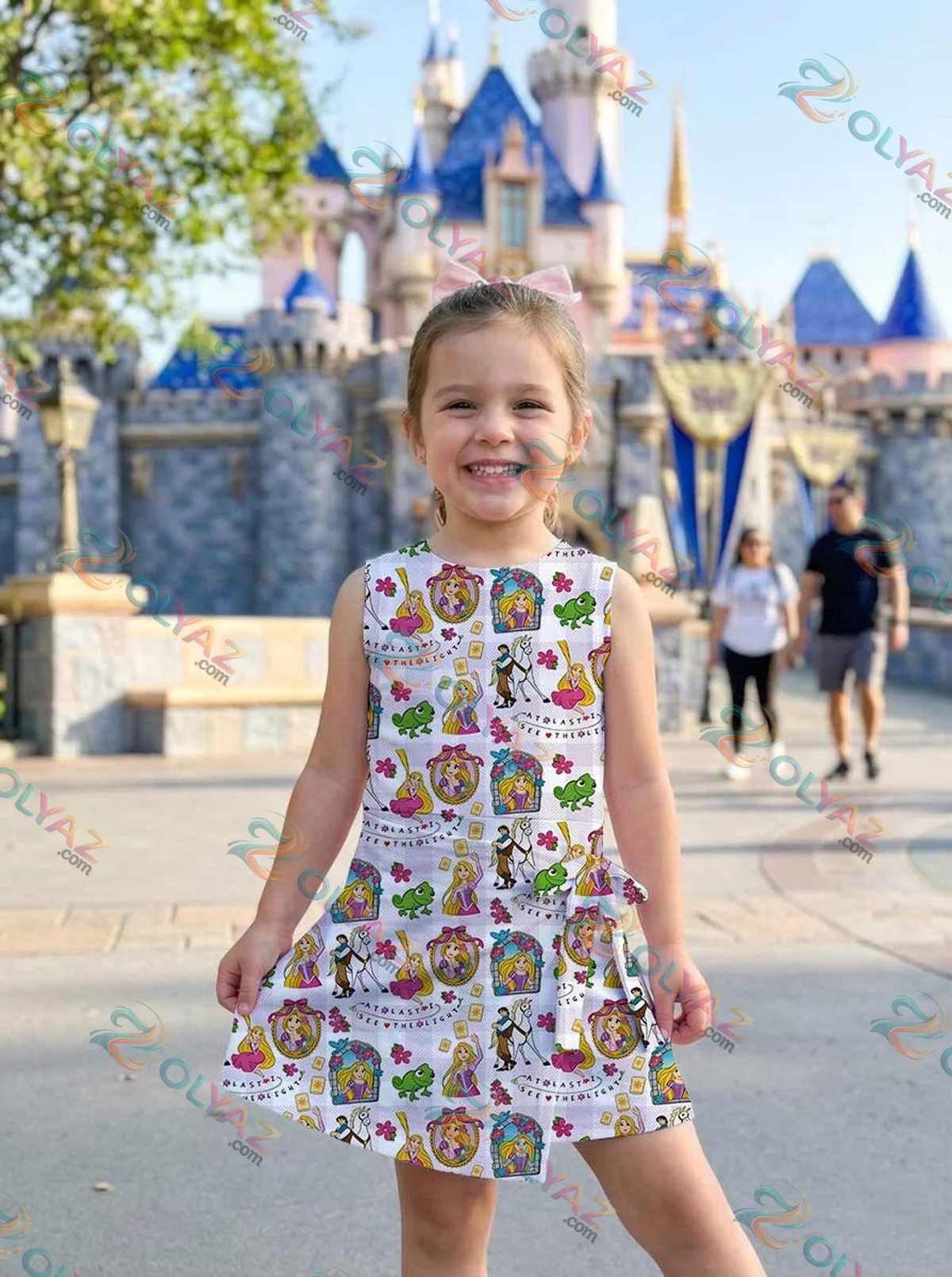 Girls Disney Tangled Pink Checkered Athletic Dress - Tennis Dress Skirt, Family Matching Outfit Girls Disney Tangled Pink Checkered Athletic Dress - Tennis Dress Skirt, Family Matching Outfit