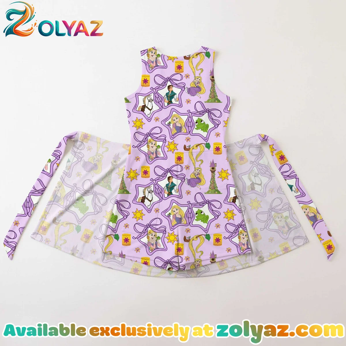 Girls Disney Tangled Purple Bow and Stars Athletic Dress - Tennis Dress Skirt, Family Matching Outfit Girls Disney Tangled Purple Bow and Stars Athletic Dress - Tennis Dress Skirt, Family Matching Outfit