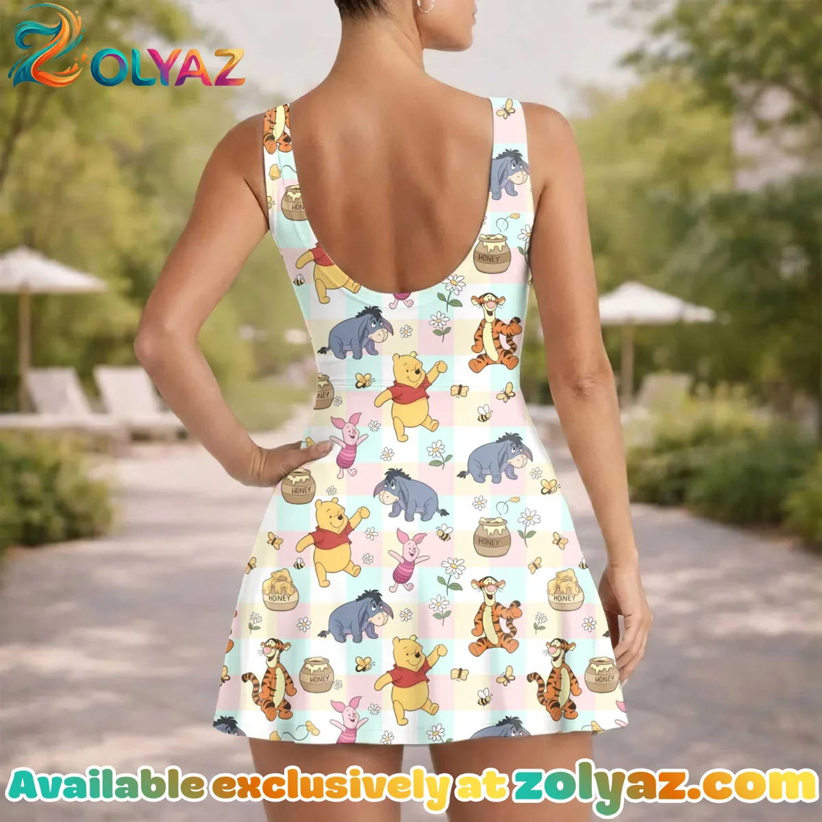 Girls Disney Winnie the Pooh Blue Pink Checkered Athletic Dress - Tennis Dress Skirt, Family Matching Outfit Girls Disney Winnie the Pooh Blue Pink Checkered Athletic Dress - Tennis Dress Skirt, Family Matching Outfit
