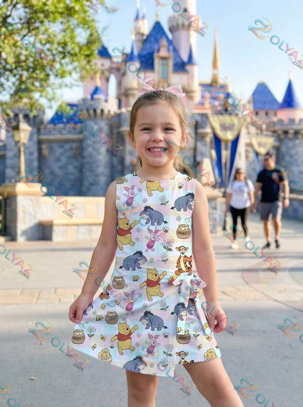 Girls Disney Winnie the Pooh Blue Pink Checkered Athletic Dress - Tennis Dress Skirt, Family Matching Outfit Girls Disney Winnie the Pooh Blue Pink Checkered Athletic Dress - Tennis Dress Skirt, Family Matching Outfit
