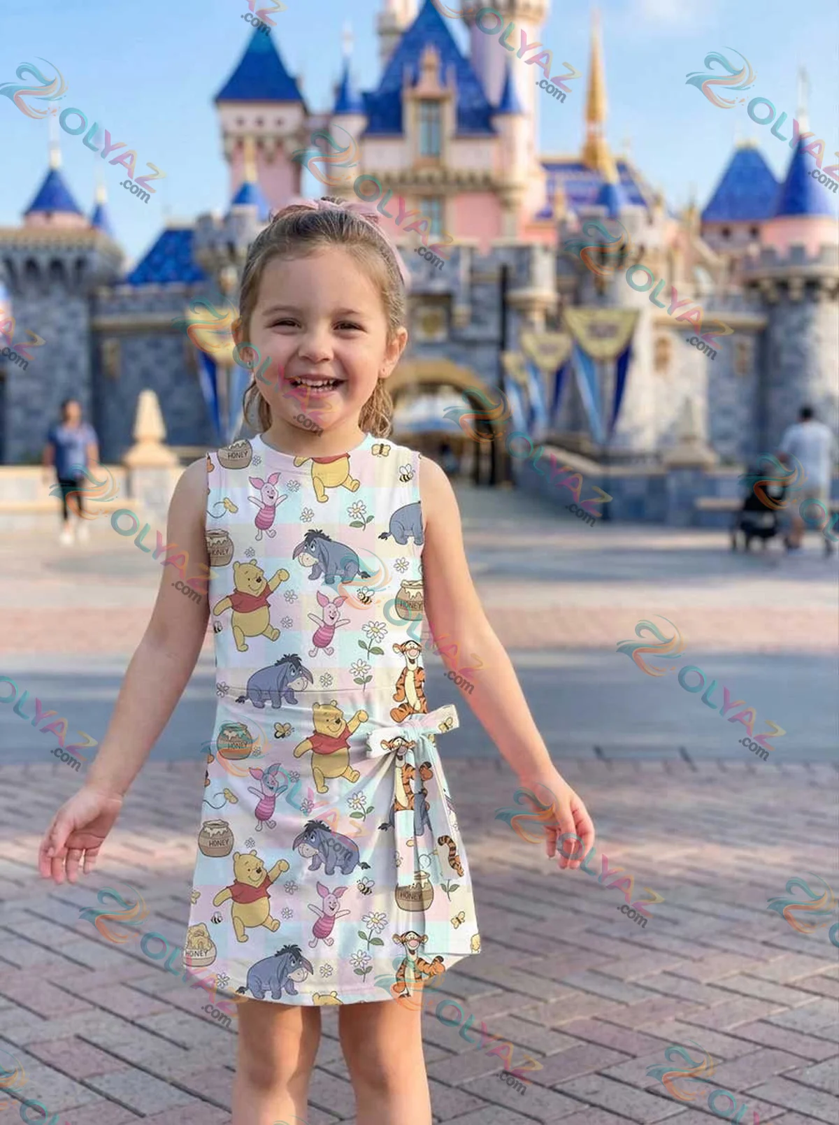 Girls Disney Winnie the Pooh Blue Pink Checkered Athletic Dress - Tennis Dress Skirt, Family Matching Outfit Girls Disney Winnie the Pooh Blue Pink Checkered Athletic Dress - Tennis Dress Skirt, Family Matching Outfit