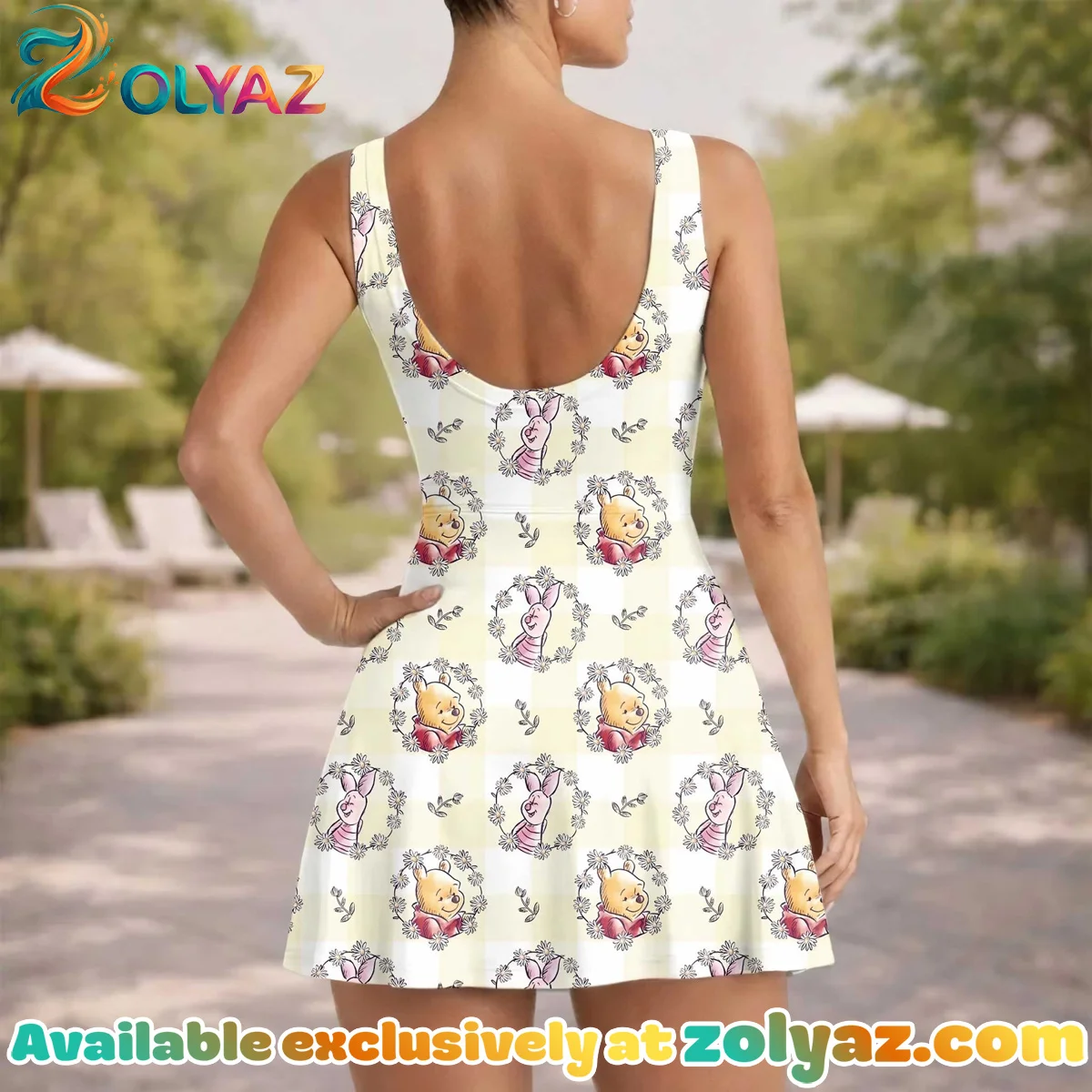 Girls Disney Winnie The Pooh Vintage Floral Athletic Dress - Tennis Dress Skirt, Family Matching Outfit Girls Disney Winnie The Pooh Vintage Floral Athletic Dress - Tennis Dress Skirt, Family Matching Outfit