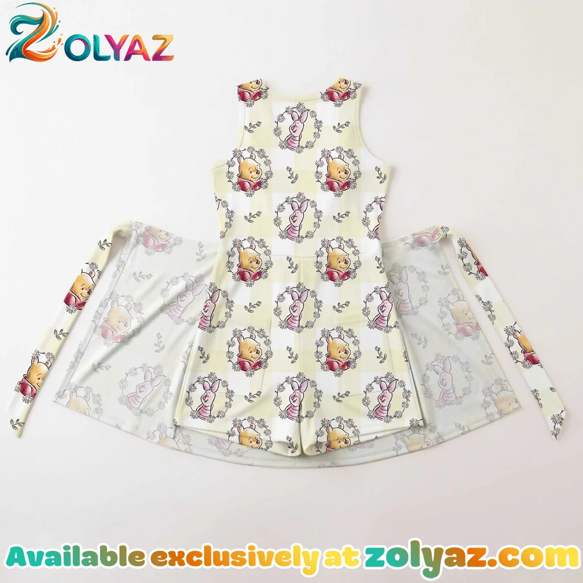 Girls Disney Winnie The Pooh Vintage Floral Athletic Dress - Tennis Dress Skirt, Family Matching Outfit Girls Disney Winnie The Pooh Vintage Floral Athletic Dress - Tennis Dress Skirt, Family Matching Outfit
