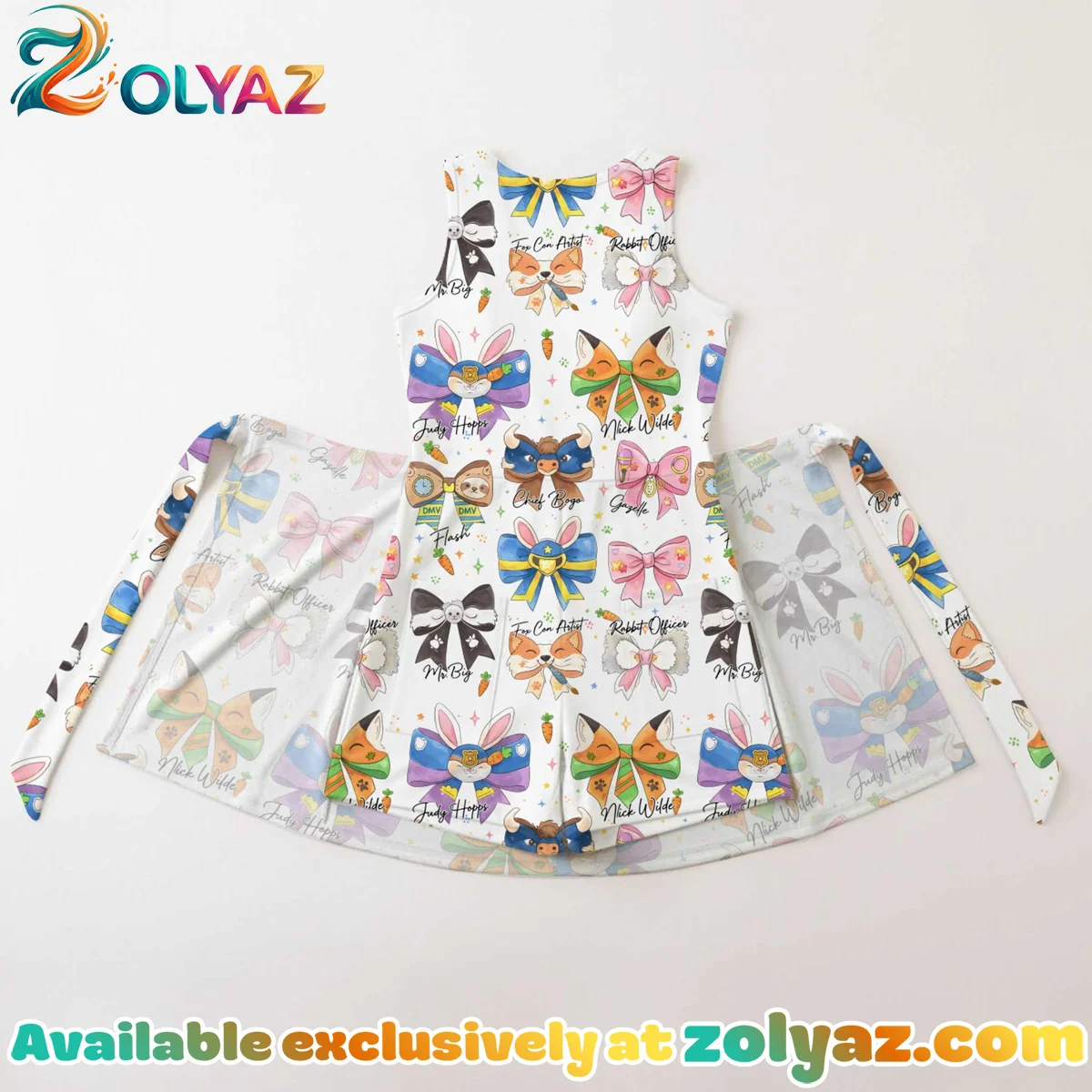 Girls Disney Zootopia Character Bows Athletic Dress - Tennis Dress Skirt, Family Matching Outfit Girls Disney Zootopia Character Bows Athletic Dress - Tennis Dress Skirt, Family Matching Outfit