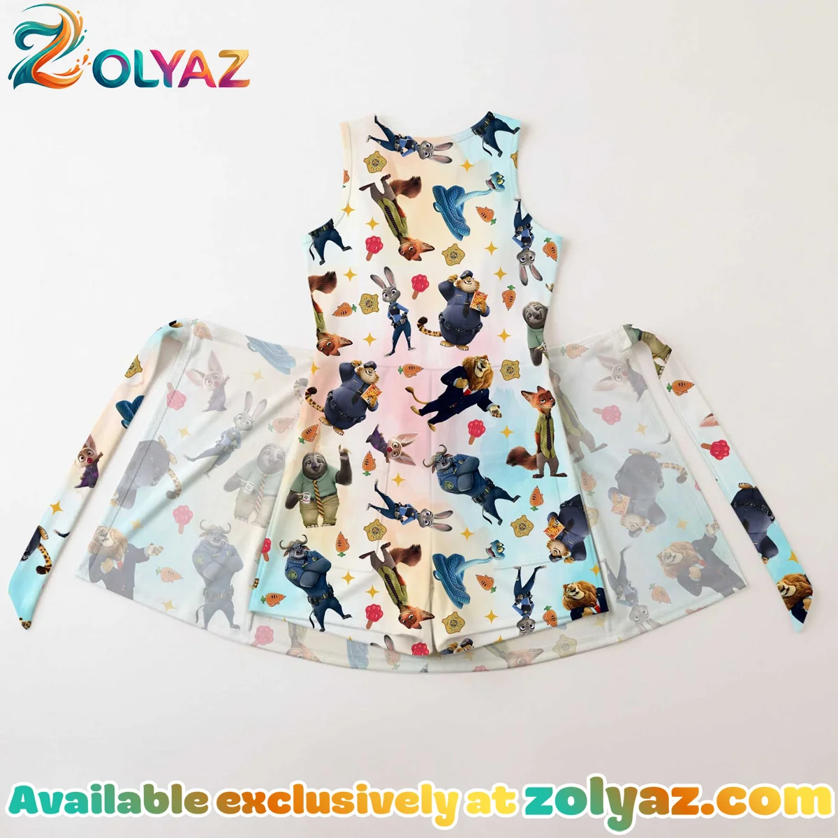 Girls Disney Zootopia Characters Colorful Athletic Dress - Tennis Dress Skirt, Family Matching Outfit Girls Disney Zootopia Characters Colorful Athletic Dress - Tennis Dress Skirt, Family Matching Outfit