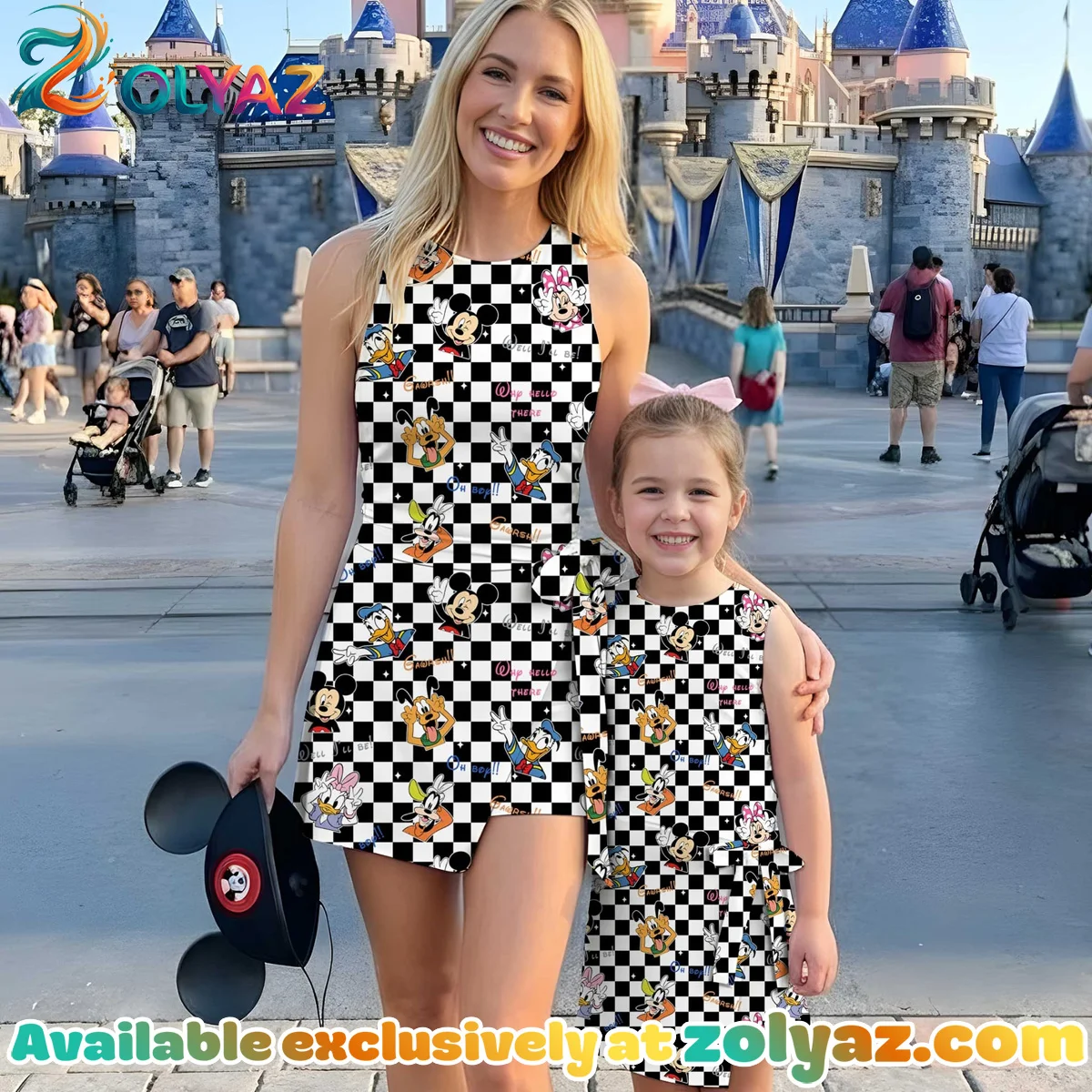 Girls Mickey Friends Checkerboard Athletic Dress - Tennis Dress Skirt, Family Matching Disney Outfit