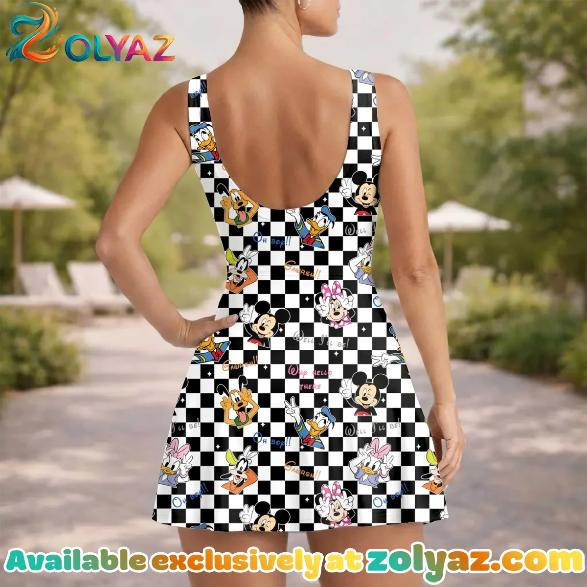Girls Mickey Friends Checkerboard Athletic Dress - Tennis Dress Skirt, Family Matching Disney Outfit Girls Mickey Friends Checkerboard Athletic Dress - Tennis Dress Skirt, Family Matching Disney Outfit