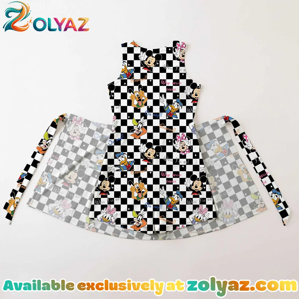 Girls Mickey Friends Checkerboard Athletic Dress - Tennis Dress Skirt, Family Matching Disney Outfit Girls Mickey Friends Checkerboard Athletic Dress - Tennis Dress Skirt, Family Matching Disney Outfit
